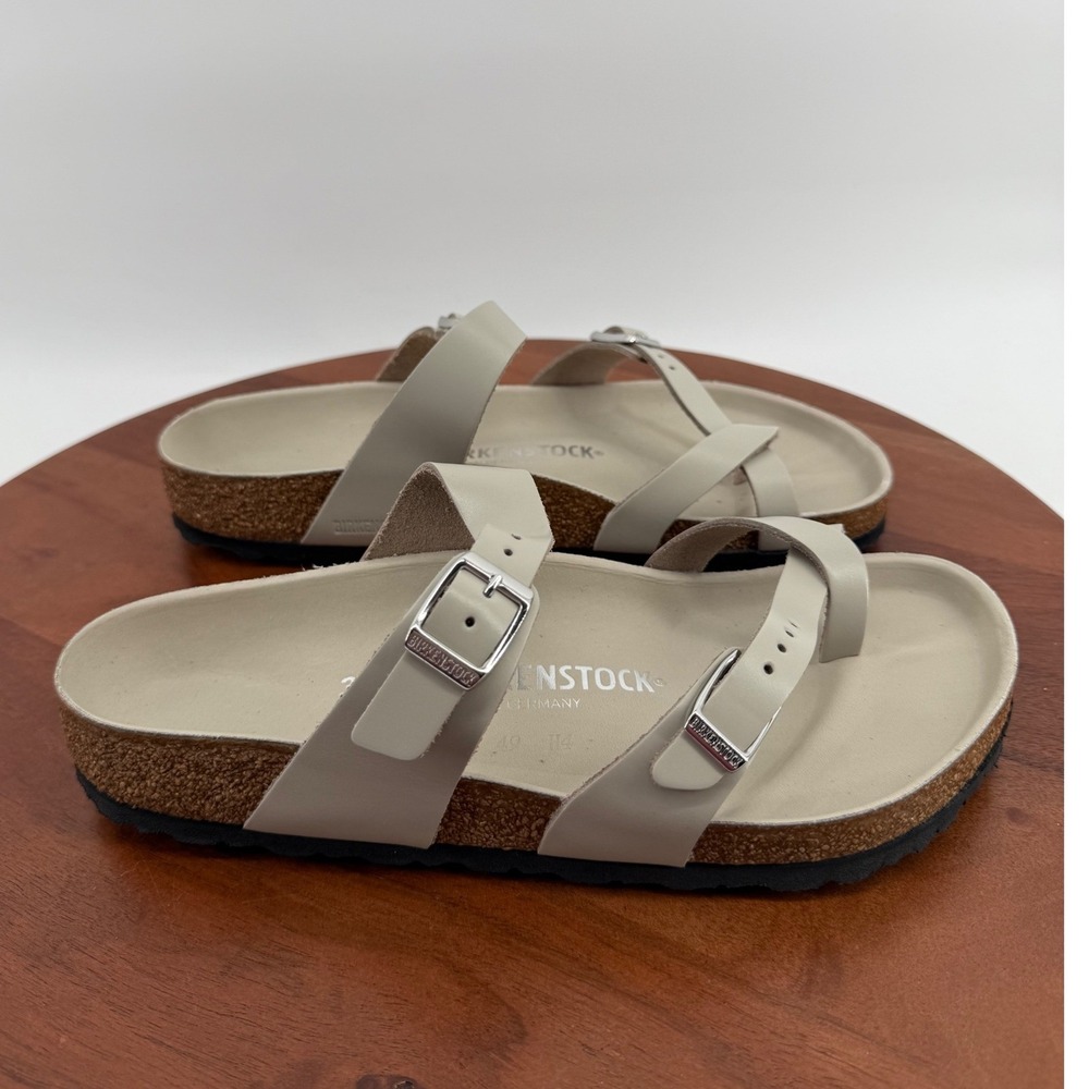 Birkenstock Mayari Sandals Amalfi Oyster Leather Toe Loop Regular Wmn EU39/US 8